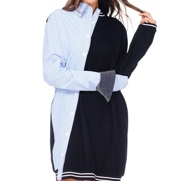 TOV Night Shirt Varsity One Piece Shirt Dress - Picture 3 of 8